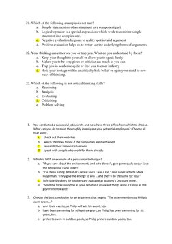 Critical Thinking Exam Questions & Answers | PDF | Argument | Deductive ...