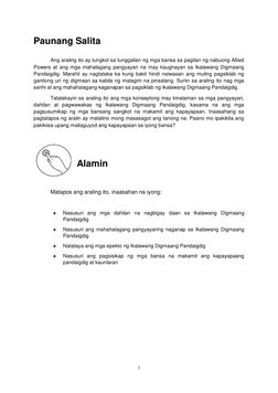 i 
 
Paunang Salita 
 
Ang araling ito ay tungkol sa tunggalian ng mga bansa sa pagitan ng nabuong Allied 
Powers at ang mga