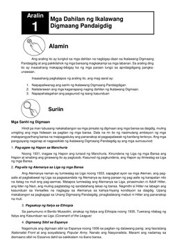 Ang araling ito ay tungkol sa mga dahilan na nagbigay-daan sa Ikalawang Digmaang 
Pandaigdig at ang pakikilahok ng mga ba
