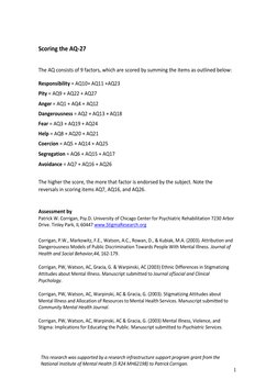 Stigma Attribution Questionnaire-27 | PDF | Mental Disorder | Abnormal ...