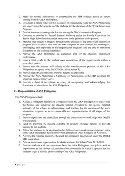 MEMORANDUM OF AGREEMENT FOR WORK IMMERSION PARTNERSHIP (ASA Philippines ...