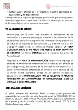 ¿Usted puede afirmar qué el imputado muestra conductas de
agresividad y de dependencia?
Correspondiente a la pericia psicológ
