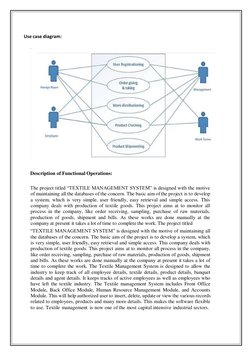 Use case diagram: 
 
 
 
Description of Functional Operations: 
 
The project titled “TEXTILE MANAGEMENT SYSTEM” is designed