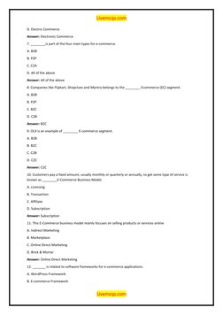 E-Commerce MCQs and Answers Guide | PDF | E Commerce | Marketing