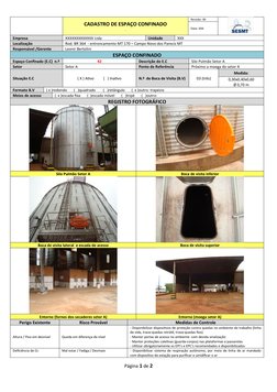 CADASTRO DE ESPAÇO CONFINADO
.
Revisão: 00
Data: XXX
Empresa
XXXXXXXXXXXXX Ltda
Unidade
XXX
Localização
Rod. BR 364  - entron