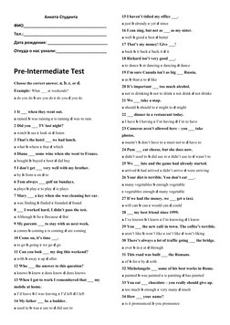 Pre-Intermediate Test 1 Questions | PDF
