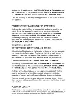 Graduation Ceremony MC Script | PDF