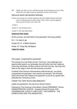 Graduation Ceremony MC Script | PDF