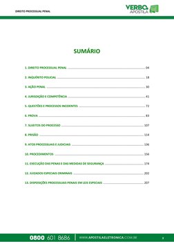 DIREITO PROCESSUAL PENAL 
2 
 
 
 
 
 
SUMÁRIO 
 
1. DIREITO PROCESSUAL PENAL  ..............................................