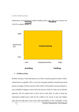 Conflict Handling Styles 
Furthermore, several different conflict handling styles exists. The most common one 
is the five-ca