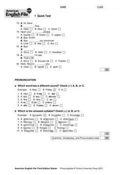 Quicktest Sample Pdf AEF3e Starter Quicktest 01 | PDF | Languages | Foreign Language Studies