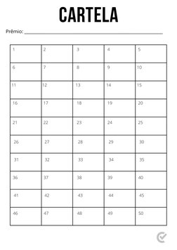 CARTELA
Prêmio: ___________________________________________________________