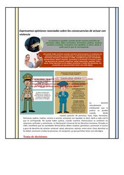 Expresamos opiniones razonadas sobre las consecuencias de actuar con 
violencia
La
 
docente
retroalimenta
enfatizando  que