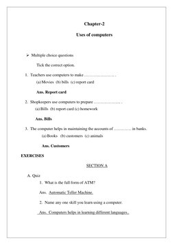 Chapter-2 
Uses of computers 
 
 Multiple choice questions 
Tick the correct option. 
1. Teachers use computers to make