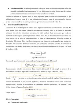 
Sistema oscilatorio. El amortiguamiento es cero y los polos del sistema de segundo orden son
complejo conjugados imaginario