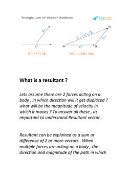 What is a resultant ? 
Lets assume there are 2 forces acting on a 
body . In which direction will it get displaced ? 
what wi