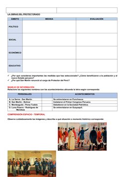 LA OBRAS DEL PROTECTORADO
ÁMBITO
MEDIDA
EVALUACIÓN
POLÍTICO
SOCIAL
ECONÓMICO
EDUCATIVO
 ¿Por qué consideras importantes las