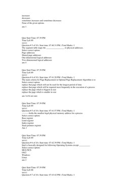 CS604 Operating Systems MCQs Guide | PDF | Operating System | Computer ...
