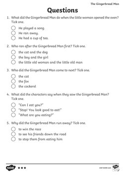 The Gingerbread Man Story and Questions | PDF | Ginger