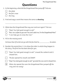 The Gingerbread Man Story and Questions | PDF | Ginger