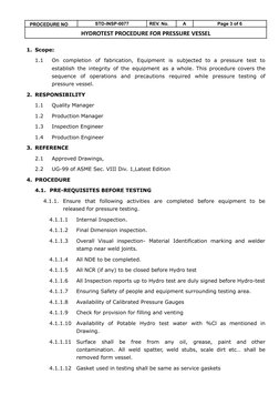 Hydrotest Procedure for Pressure Vessels | PDF | Gas Technologies | Gases