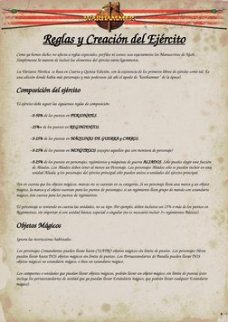 Reglas y Creación del Ejército
Como ya hemos dicho, no afecta a reglas especiales, perfiles ni costes; usa exactamente los Ma