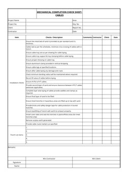 Cable Installation Quality Checklist | PDF | Manufactured Goods ...