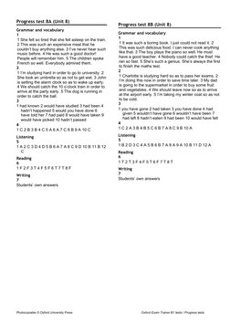 OET B1 Progress Tests Answer Key | PDF