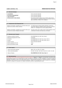 Página 5
REMOVEDOR DE PINTURA
QUIMICA UNIVERSAL LTDA.
:
No hay información disponible
:
No hay información disponible
:
No ha