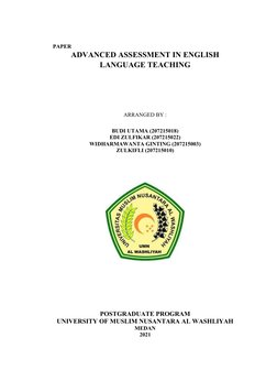 PAPER
ADVANCED ASSESSMENT IN ENGLISH
LANGUAGE TEACHING
ARRANGED BY :
BUDI UTAMA (207215018)
EDI ZULFIKAR (207215022)
WIDHARMA