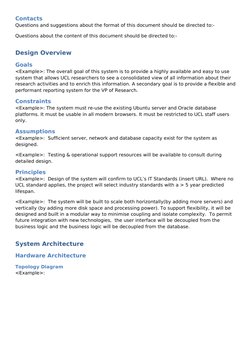Contacts
Questions and suggestions about the format of this document should be directed to:-
Questions about the content of t