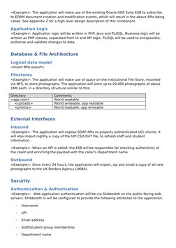 <Example>: The application will make use of the existing Oracle SOA Suite ESB to subscribe 
to EDRM document creation and mod