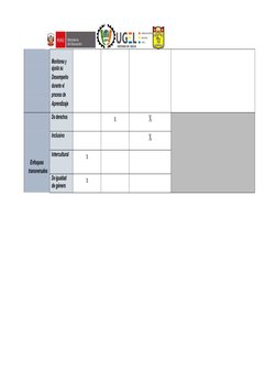 Monitorea y
ajusta su
Desempeño
durante el
proceso de
Aprendizaje
De derechos
x
X
Inclusivo
X
Enfo