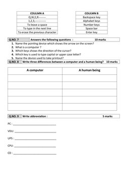 COULMN A
COULMN B
Q,W,E,R--------
Backspace key 
1,2,3,------------
Alphabet keys 
To leave a space
Number keys 
To type in t