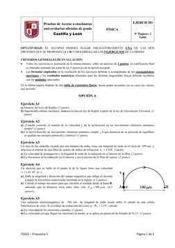  
Pruebas de Acceso a enseñanzas 
universitarias oficiales de grado
Castilla y León 
FÍSICA 
EJERCICIO
 
Nº Páginas: 2 
Tab