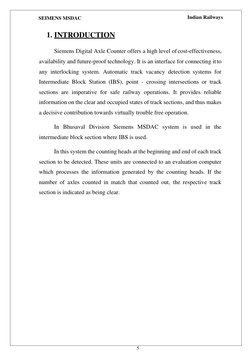 SEIMENS MSDAC  
Indian Railways 
 
5 
 
1.  INTRODUCTION 
 
Siemens Digital Axle Counter offers a high level of cost-effectiv