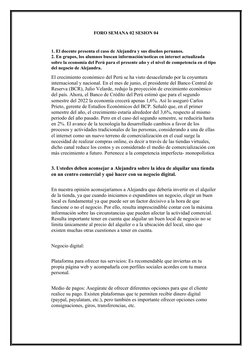 FORO SEMANA 02 SESION 04
1. El docente presenta el caso de Alejandra y sus diseños peruanos.
2. En grupos, los alumnos buscan