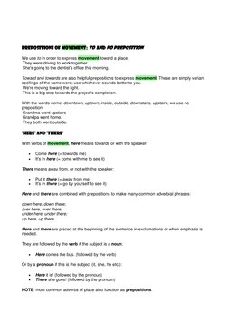 Understanding Prepositions of Movement | PDF | Preposition And ...