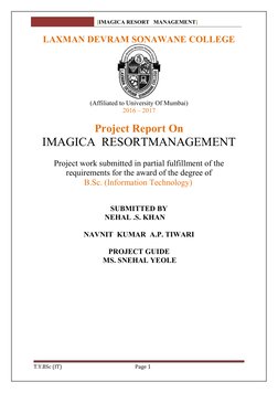 [IMAGICA RESORT   MANAGEMENT]
LAXMAN DEVRAM SONAWANE COLLEGE 
(Affiliated to University Of Mumbai)
2016 – 2017
Project Report
