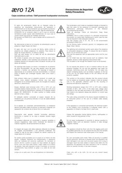 æro 12A
æro 12A
Precauciones de Seguridad
Safety Precautions
Precauciones de Seguridad
Safety Precautions
Cajas acústicas act