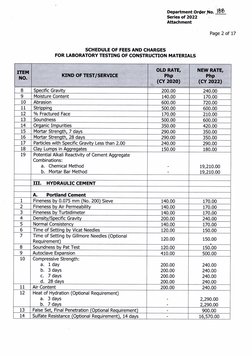 Revised Laboratory Testing Fees 2022 | PDF | Cement | Concrete