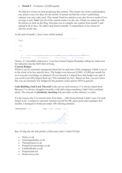 
Month 5 - 10 articles. (£2,000 spend)
We had two writers in total producing this content. This meant one writer could produ