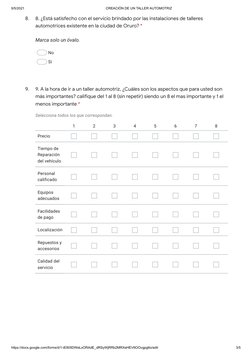 9/5/2021
CREACIÓN DE UN TALLER AUTOMOTRIZ
https://docs.google.com/forms/d/1-iE905DWeLxORAdE_dRSyWjRRb2MRXeHEV6OOvgpg6o/edit
3