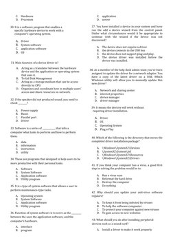 Grade 11 Computer Systems Diagnostic Test | PDF | Operating System ...