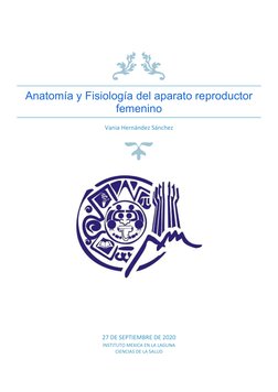 Anatomía y Fisiología del aparato reproductor
femenino
Vania Hernández Sánchez
27 DE SEPTIEMBRE DE 2020
INSTITUTO MEXICA EN L