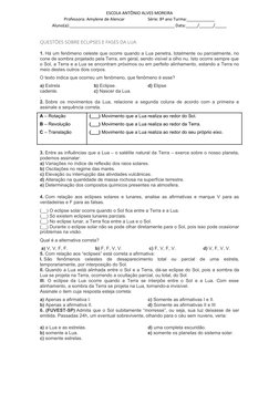 ESCOLA ANTÔNIO ALVES MOREIRA
Professora: Amylene de Alencar                      Série: 8º ano Turma:____________
Aluno(a):__