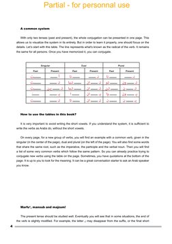 A common system
With only two tenses (past and present), the whole conjugation can be presented in one page. This 
allows us