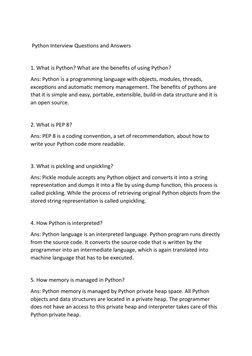 Python Interview Questions and Answers
1. What is Python? What are the benefits of using Python?
Ans: Python is a programmin