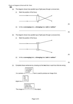 IGCSE Physics: Lenses Exam Questions | PDF | Lenses | Optics