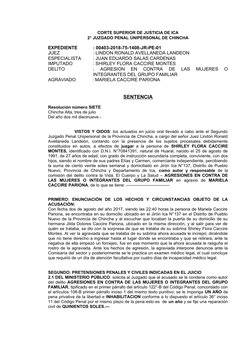 CORTE SUPERIOR DE JUSTICIA DE ICA
2° JUZGADO PENAL UNIPERSONAL DE CHINCHA
EXPEDIENTE 
: 00403-2018-75-1408-JR-PE-01
JUEZ
: LI